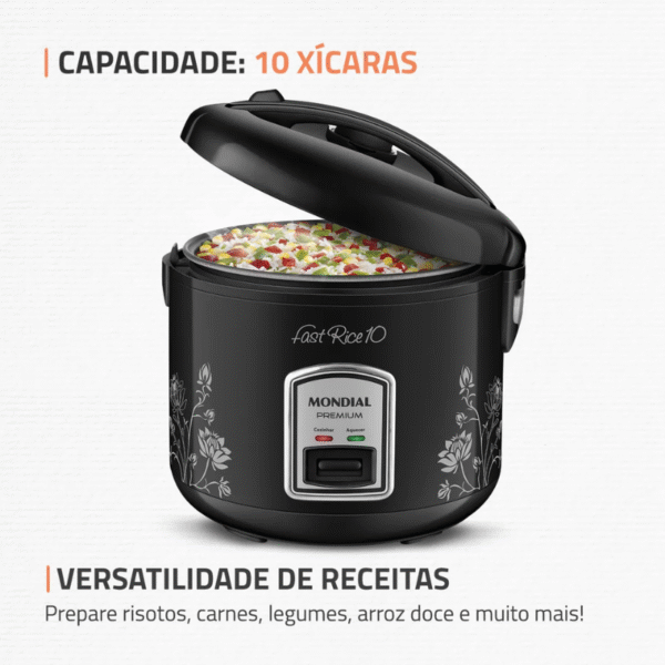 Panela Elétrica De Arroz Mondial Pe-44-10X Preta - Imagem 3