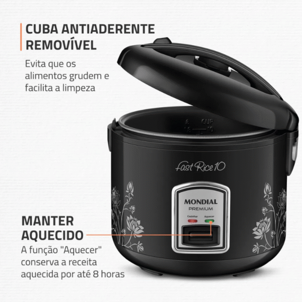Panela Elétrica De Arroz Mondial Pe-44-10X Preta - Imagem 4