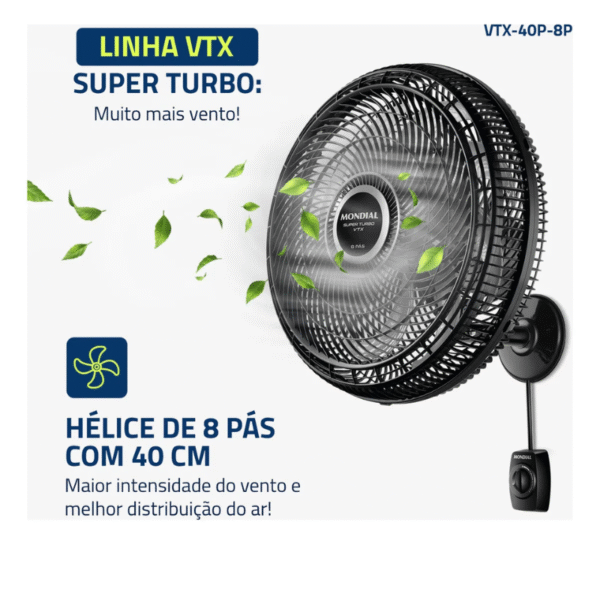 Ventilador Mondial 40Cm Super Turbo Vtx-40P-8P 220V Parede - Imagem 2