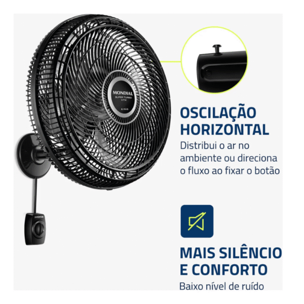 Ventilador Mondial 40Cm Super Turbo Vtx-40P-8P 220V Parede - Imagem 4