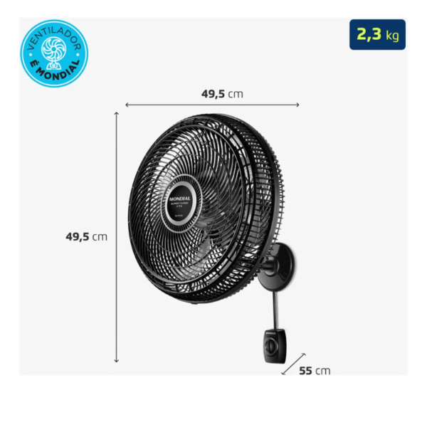 Ventilador Mondial 40Cm Super Turbo Vtx-40P-8P 220V Parede - Imagem 6