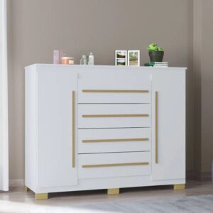 Comoda Poquema Valencia 2 Portas 4 Gavetas - Branco