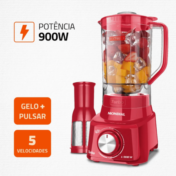 Liquidificador Mondial L-900-Fr - Vermelho - Imagem 2