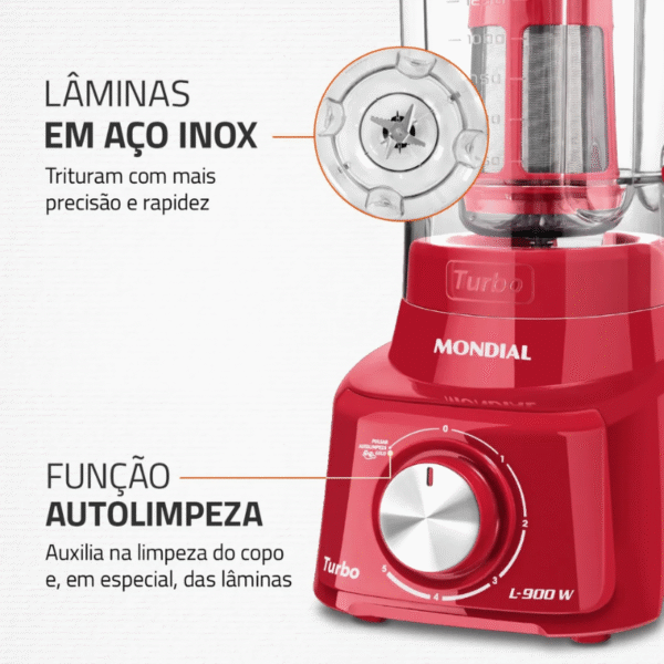 Liquidificador Mondial L-900-Fr - Vermelho - Imagem 5