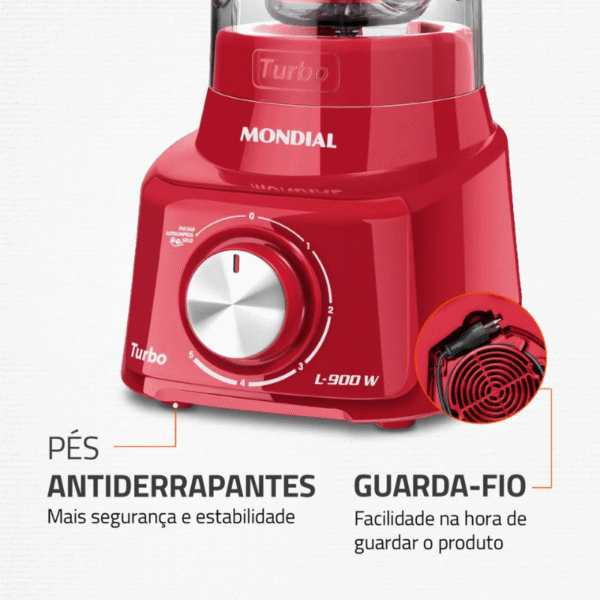 Liquidificador Mondial L-900-Fr - Vermelho - Imagem 6