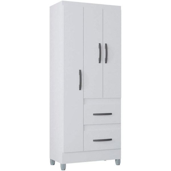 Roupeiro Poquema Capri 3 Portas 2 Gavetas - Branco - Imagem 3