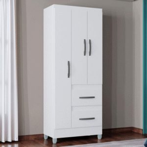 Roupeiro Poquema Capri 3 Portas 2 Gavetas - Branco