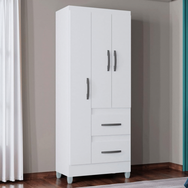 Roupeiro Poquema Capri 3 Portas 2 Gavetas - Branco