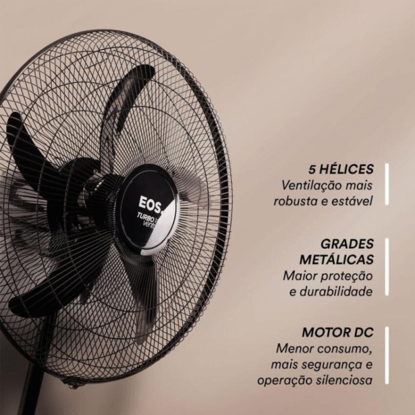 Ventilador De Parede Eos 5 Pás Turbo Vento Evp50 Bivolt - Imagem 5
