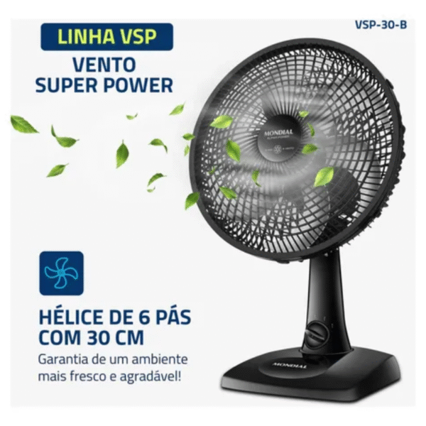 Ventilador Mondial 30Cm Super Power Vsp-30-B 220V Preto - Imagem 2