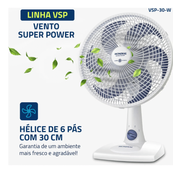 Ventilador Mondial 30Cm Super Power Vsp-30-W 220V Branco - Imagem 2