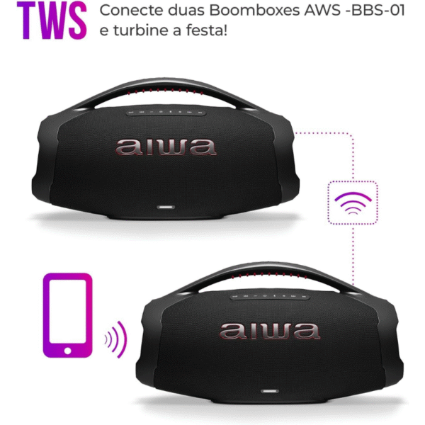Caixa Amplificada Boombox Aiwa Aws-Bbs-01-B Bivolt - Imagem 7