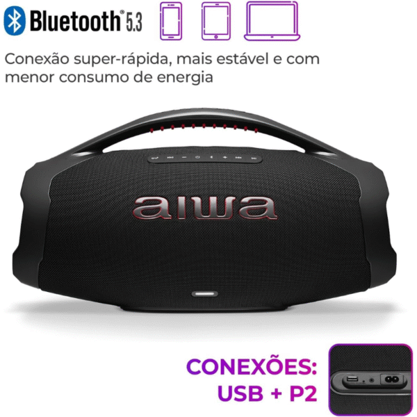 Caixa Amplificada Boombox Aiwa Aws-Bbs-01-B Bivolt - Imagem 8