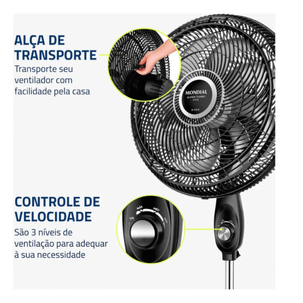 Ventilador Mondial 40Cm Coluna - Vtx-40C-8P - Imagem 6