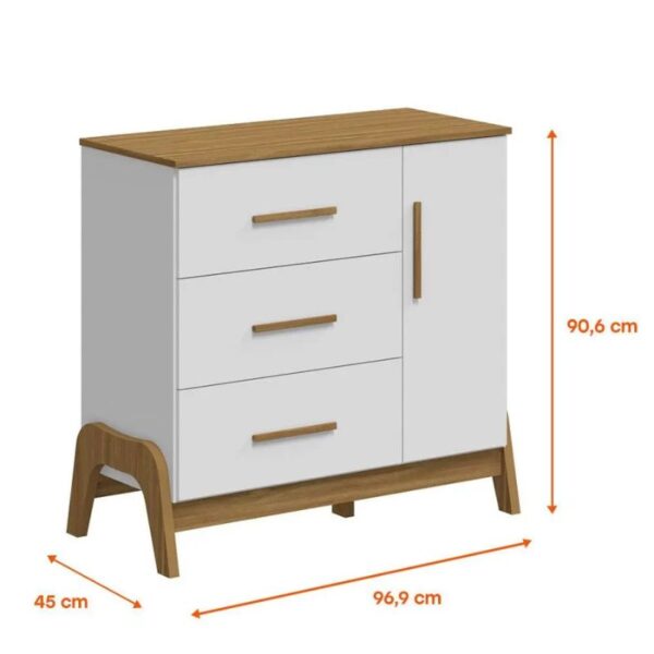 Comoda Peroba Guti Retro 1 Porta - Branco Brilho/Amendoa - Imagem 4