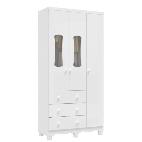 Roupeiro Peroba Luna New 3 Portas - Branco Brilho - Imagem 2