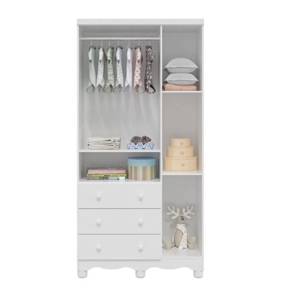 Roupeiro Peroba Luna New 3 Portas - Branco Brilho - Imagem 3