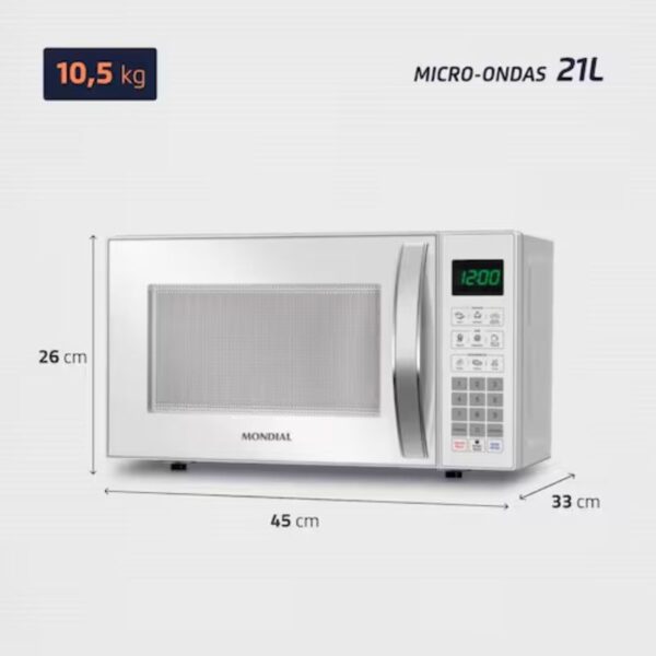 Micro-Ondas Mondial 21L Branco Mo-01-21-W - Imagem 2