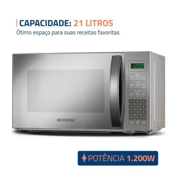 Micro-Ondas Mondial 21L Espelhado Mo-01-21-E - Imagem 6