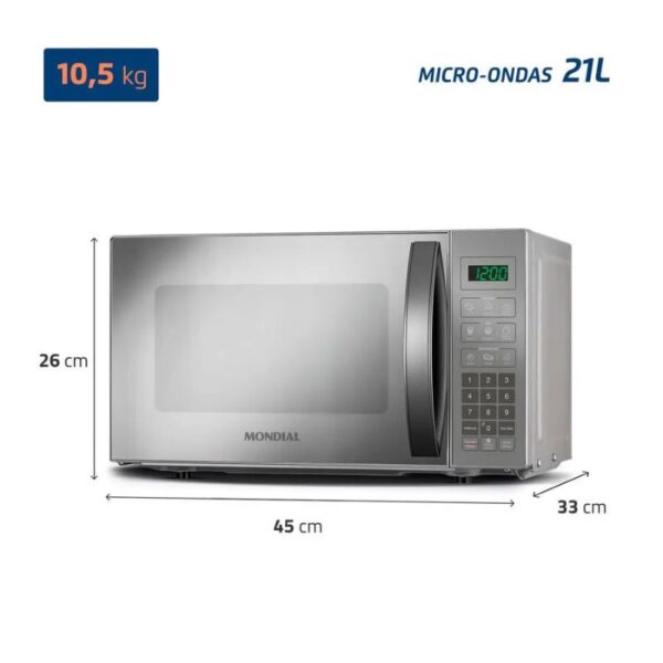 Micro-Ondas Mondial 21L Espelhado Mo-01-21-E - Imagem 2
