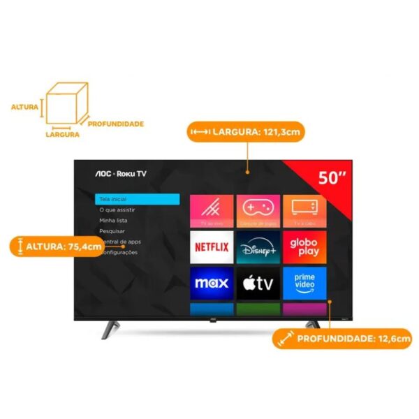 Tv Aoc 50U7045/78 Roku Led 4K - 50P - Imagem 2