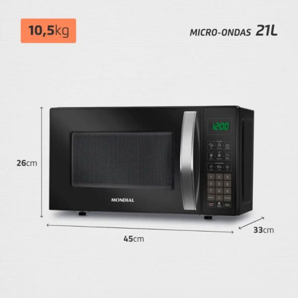 Micro-Ondas Mondial 21L Preto Mo-01-21-B - Imagem 3