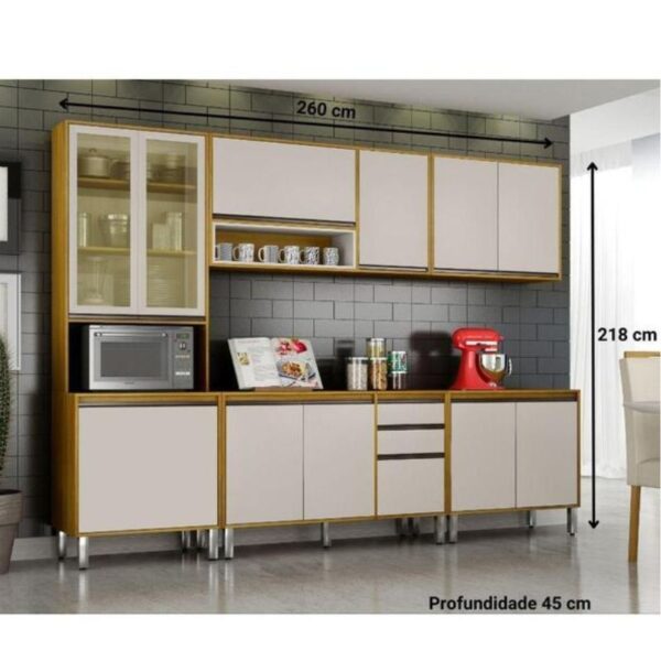 Cozinha Chf Eduarda 5 Pcs Cristaleira - Cinamomo/Off White - Imagem 4