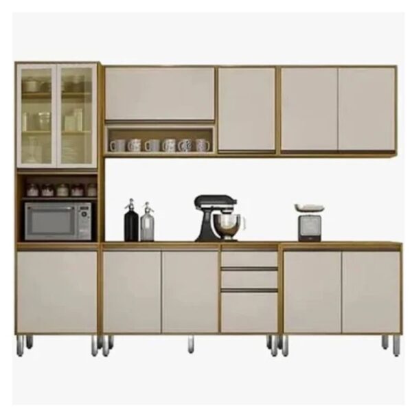 Cozinha Chf Eduarda 5 Pcs Cristaleira - Cinamomo/Off White - Imagem 3