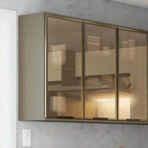 Cozinha Henn Connect C80 Aéreo 3 Portas 1,20M Com Vidro Duna/Cristal