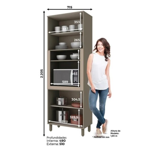 Cozinha Henn Connect C70 Torre Quente 1 Forno 71,5Cm Duna/Cristal - Imagem 2