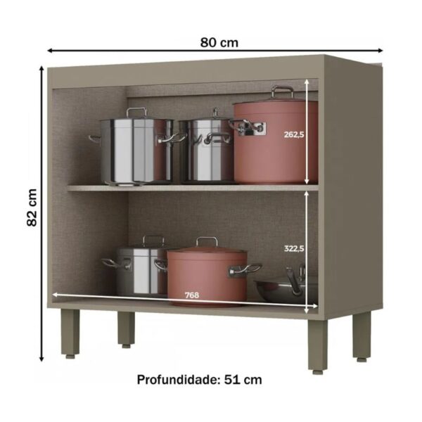 Cozinha Henn Connect C64 Balcão 2 Portas 80Cm Duna/Cristal - Imagem 4