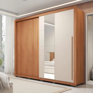 Roupeiro Caemmun Romanus 2 Portas 4 Gavetas 2.40M - Freijo/Off White