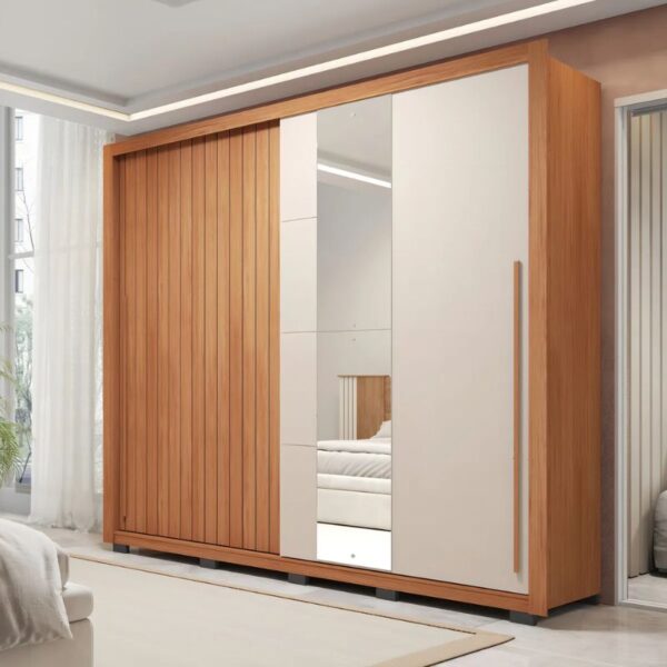 Roupeiro Caemmun Romanus 2 Portas 4 Gavetas 2.40M - Freijo/Off White
