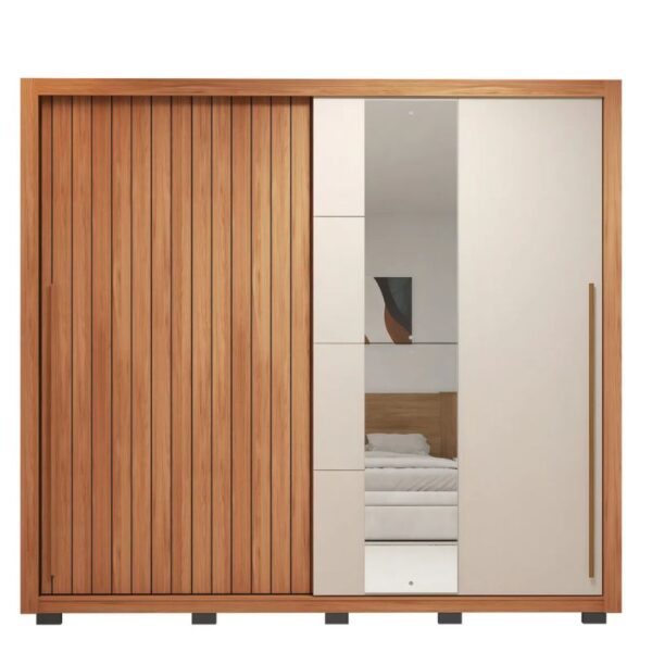 Roupeiro Caemmun Romanus 2 Portas 4 Gavetas 2.40M - Freijo/Off White - Imagem 2