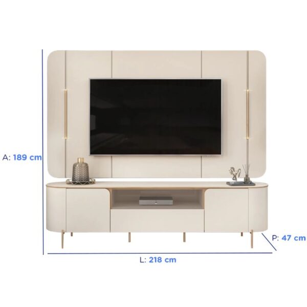 Bancada E Painel Dj Areta Off White/Off White - Imagem 2