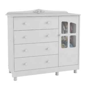 Cômoda Peroba Elo New 1 Porta Lisa - Branco Brilho