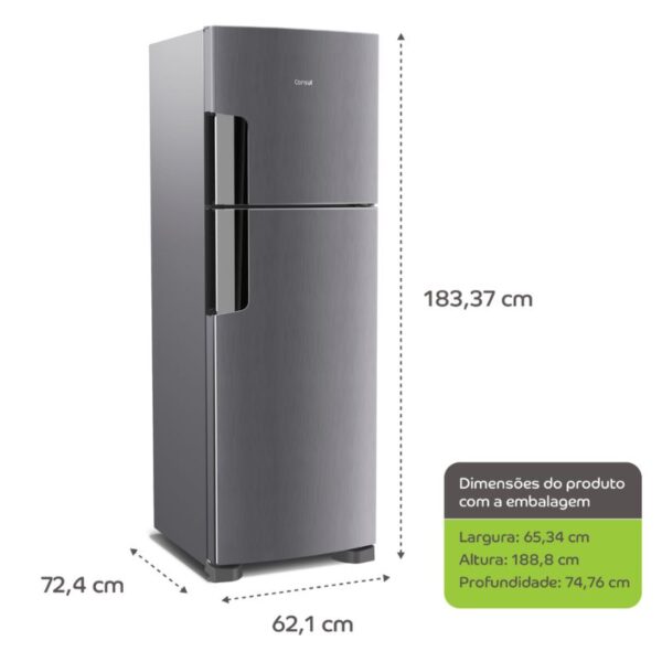 Refrigerador Consul Crm44 2 Portas Frost Free - 386L - Platinum - Imagem 3